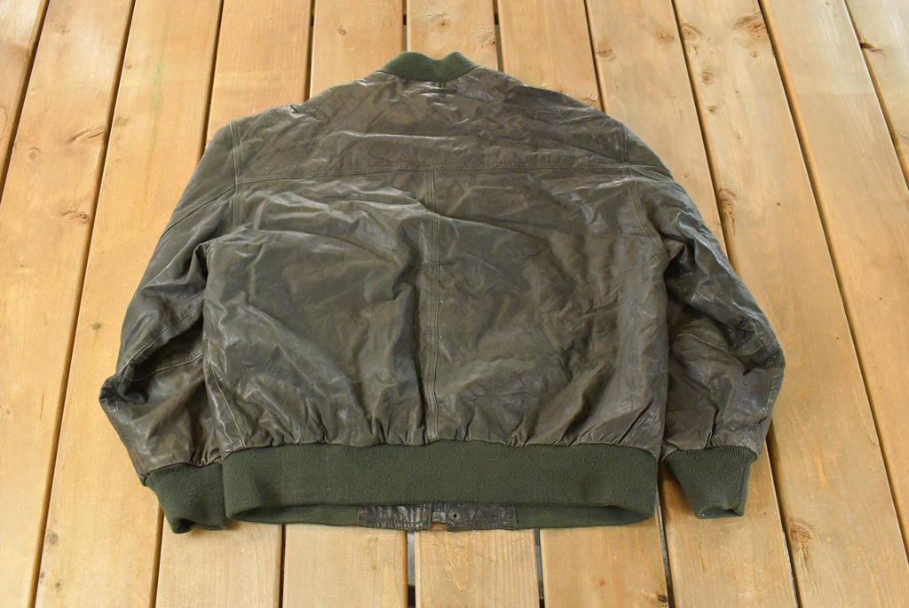 Vintage 1990s Officer's Club Leather Bomber Flight Jacket Men's Medium