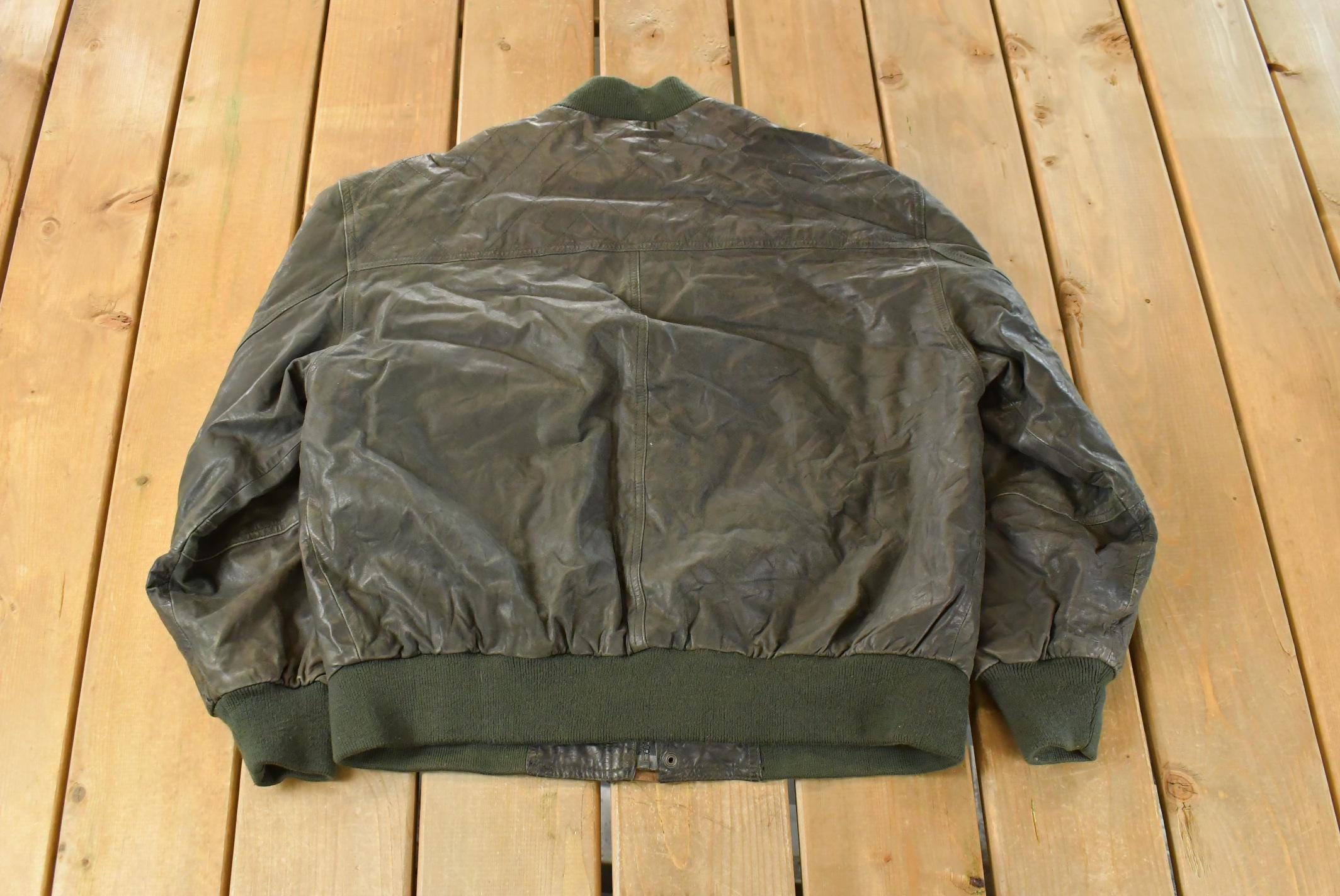 Vintage 1990s Officer's Club Leather Bomber Flight Jacket Men's Medium