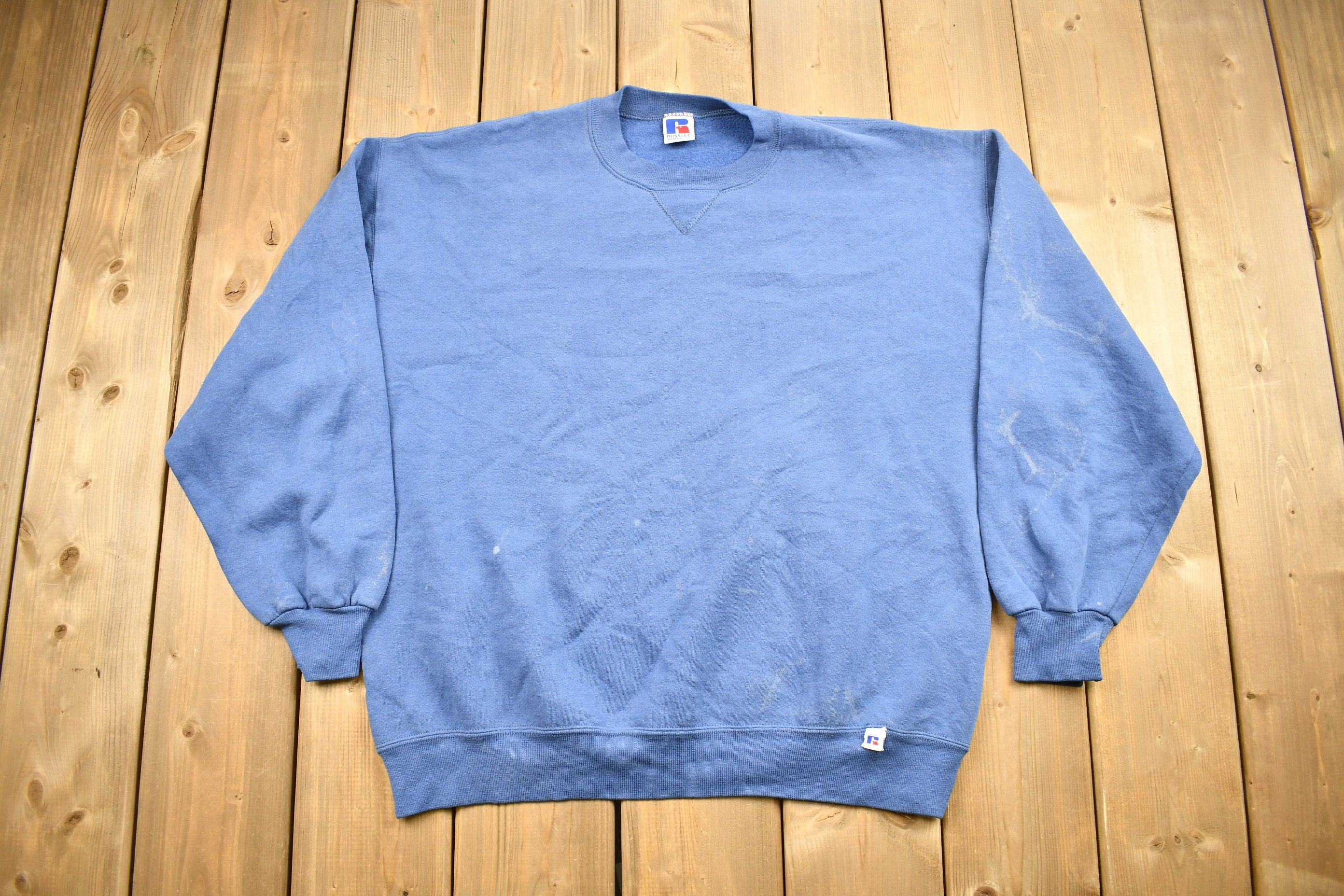 Vintage 1990s Russell Athletics Blank Blue Crewneck Sweatshirt