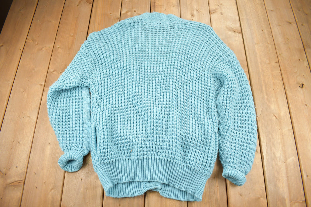 Vintage 1990s Evian Cable Knit Cardigan Sweater