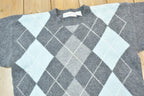 Vintage 1990s Evan Picone Argyle Knit Short Sleeve Crewneck Sweater