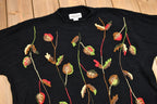 Vintage Autumnal Leaves Embroidered Knit Sweater