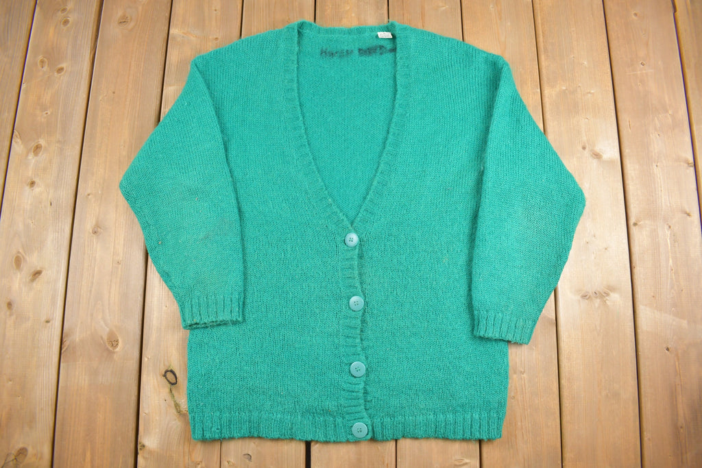 Vintage 1980s Mohair & Acrylic Knit Cardigan Sweater /
