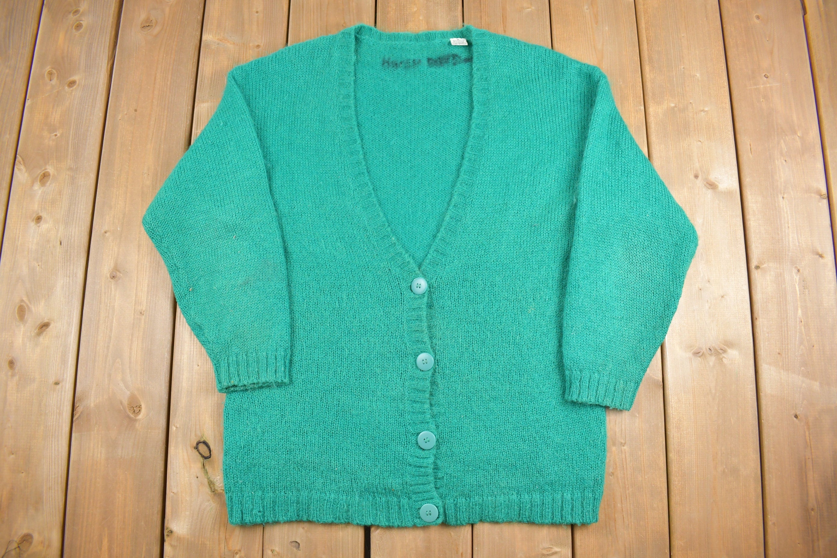 Vintage 1980s Mohair & Acrylic Knit Cardigan Sweater /
