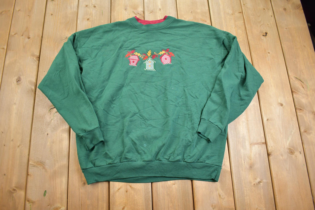 Vintage 1990s Cute Grandma Style Crewneck Christmas Sweater Made In USA