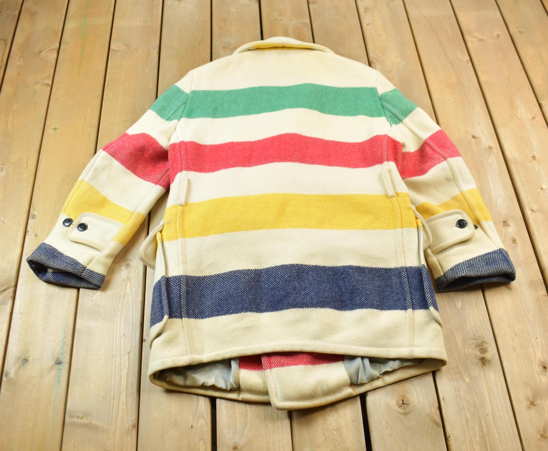 Vintage 1970s Hudson's Bay Point Blanket Striped 100% Wool Jacket