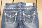 Vintage Deadstock Y2K Grace In LA Bedazzled Low Rise Jeans Women's Size 27 x 32