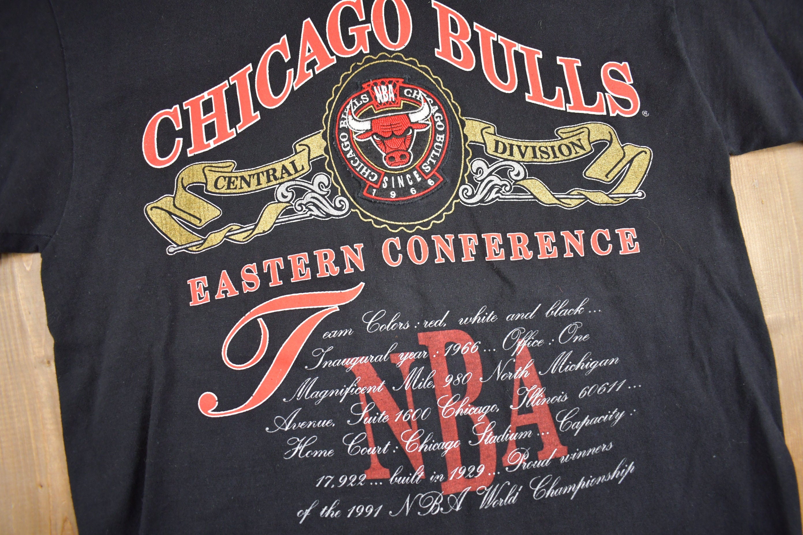 Vintage 1991 Chicago Bulls NBA Embroidered T Shirt Single Stitch