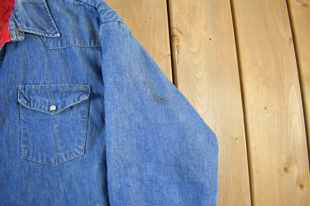 Vintage 1990s Prentis Lined Denim South Western Style Pearl Snap Button Up Men's XL