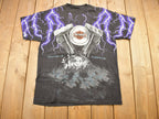 Vintage 1992 Harley Davidson Motorcycles Thunder & Lightning All Over Print T-Shirt