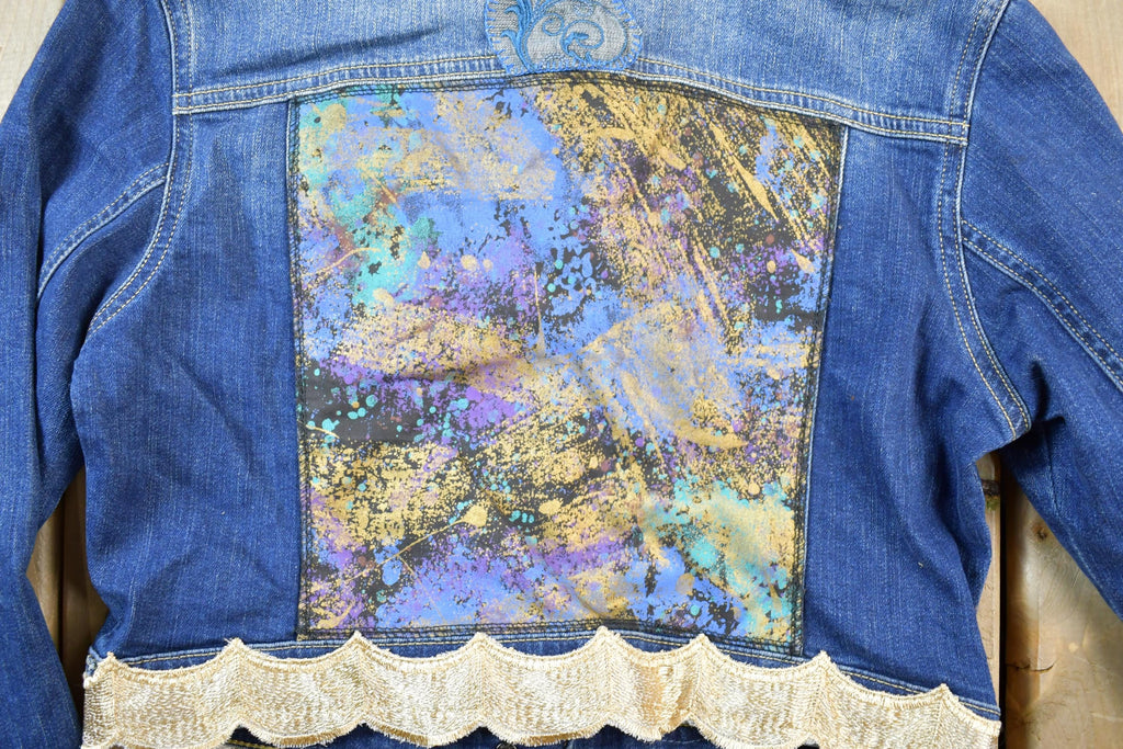Vintage 1990s Maui Jeans Co Fancy Embellished Jean Jacket Made In USA