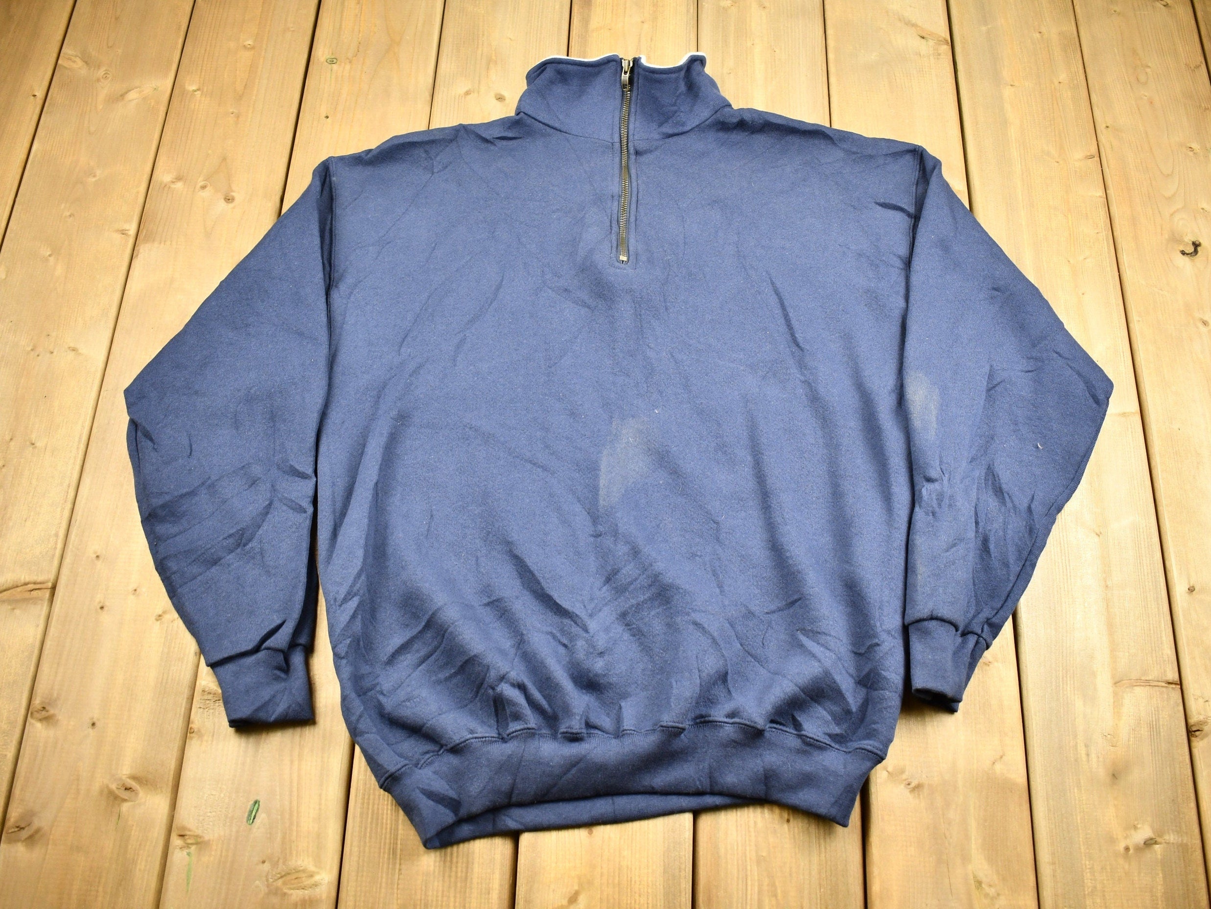 Vintage 1990s Tultex Super Weight Blank Quarter Zip Sweatshirt