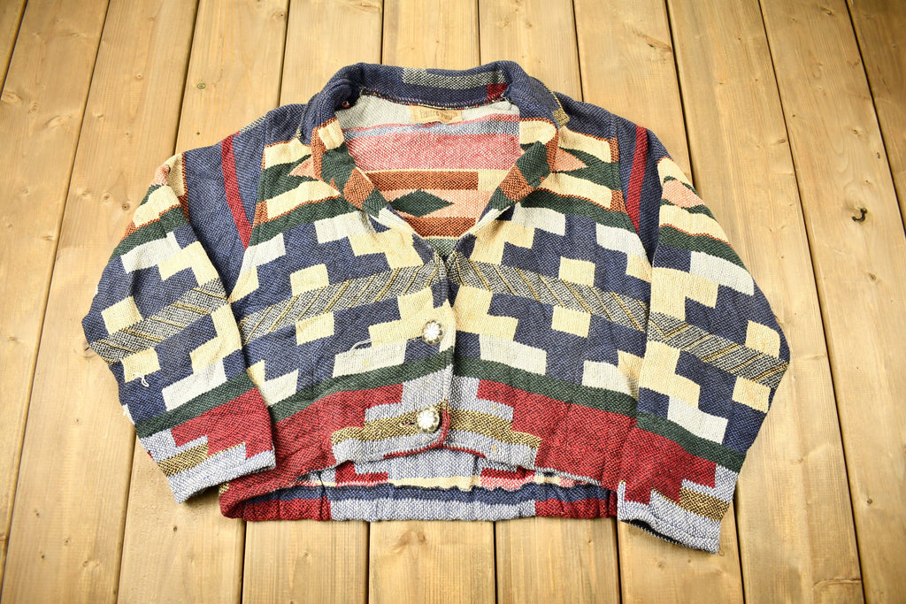 Vintage 1990s Aztec Patchwork Button Up Sweater