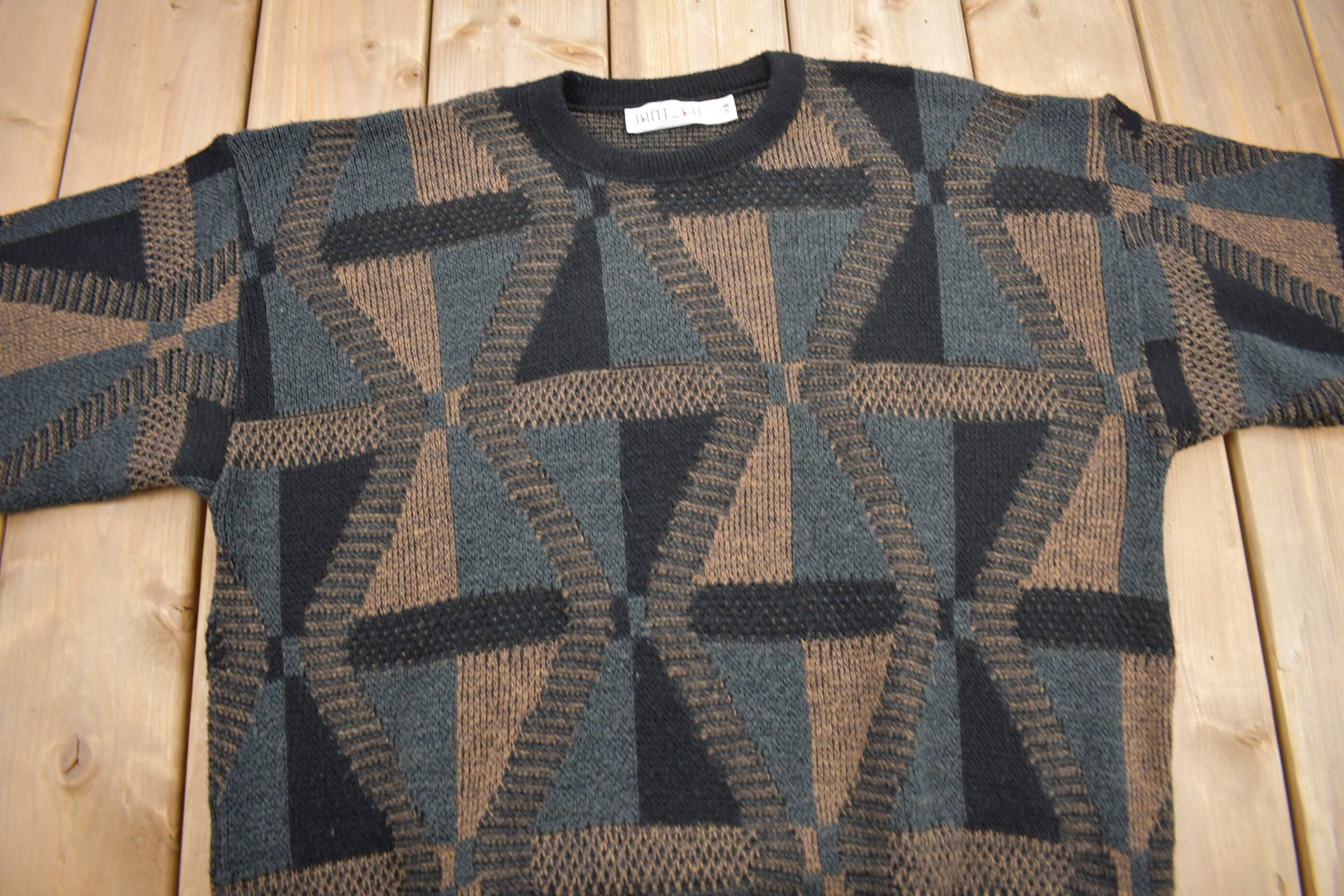 Vintage 1990s Jantzen Geometric Knit Crewneck Sweater