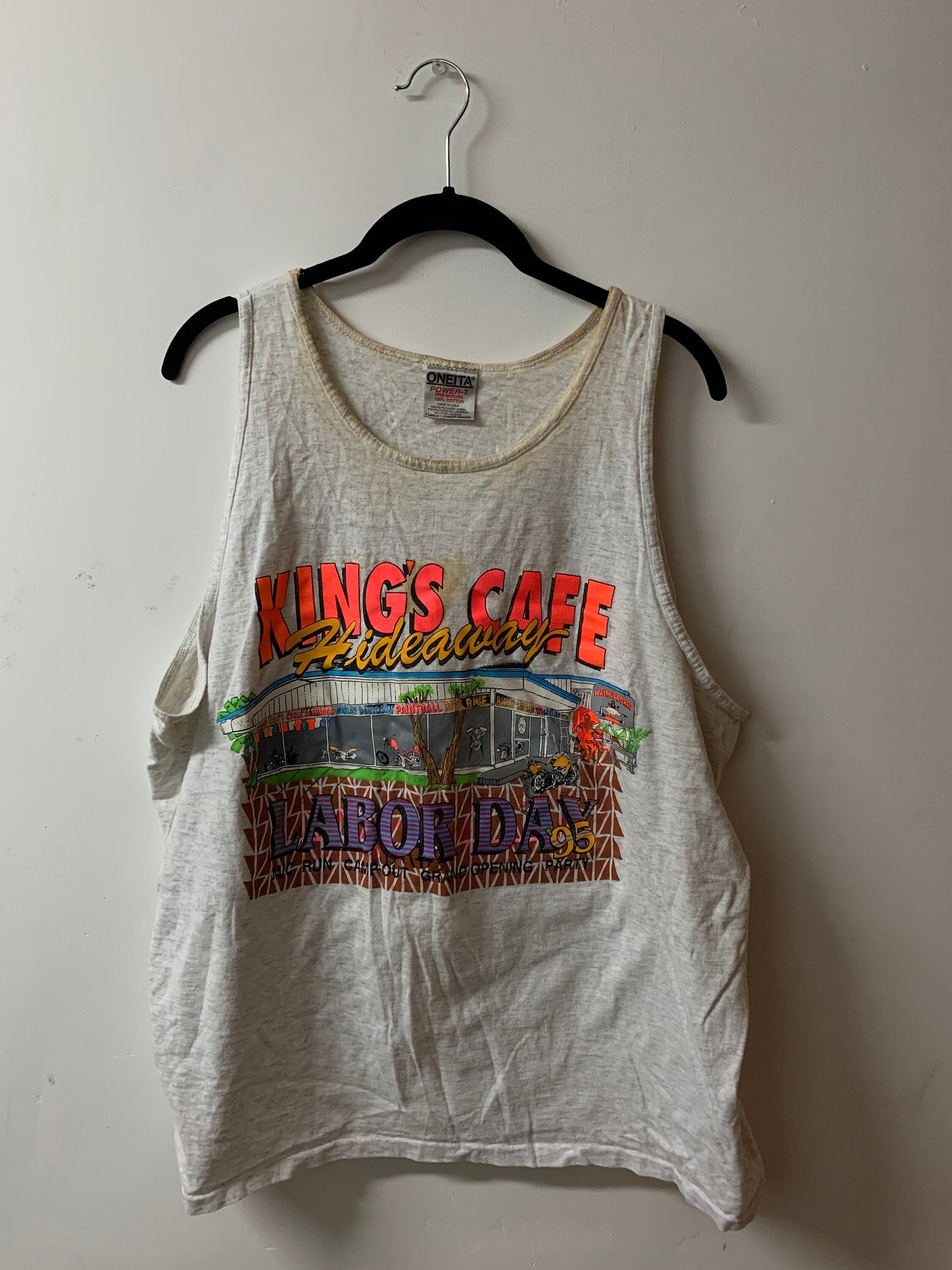 Vintage 1995 Kings Café Hideaway Labour Day Tank Top