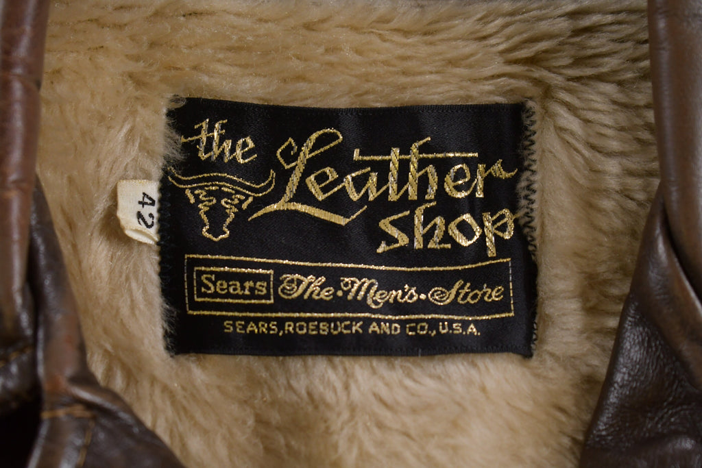 Vintage 1970s Sears The Mens Store Fur Lined Leather Jacket