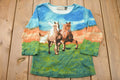 Vintage Y2K 2 Horses Bling Graphic Womens Long Sleeve T-Shirt