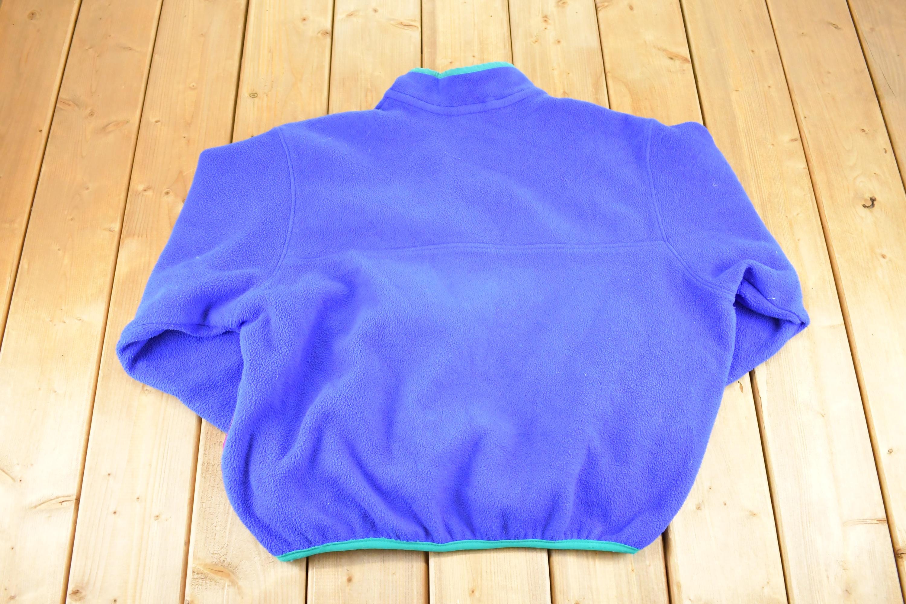 Vintage 1990s LL Bean Fleece Quarter Button Sweater Women's XL / Outdoorsman / 90s Outdoorsman Sweater / Fleece Hiking Zip up