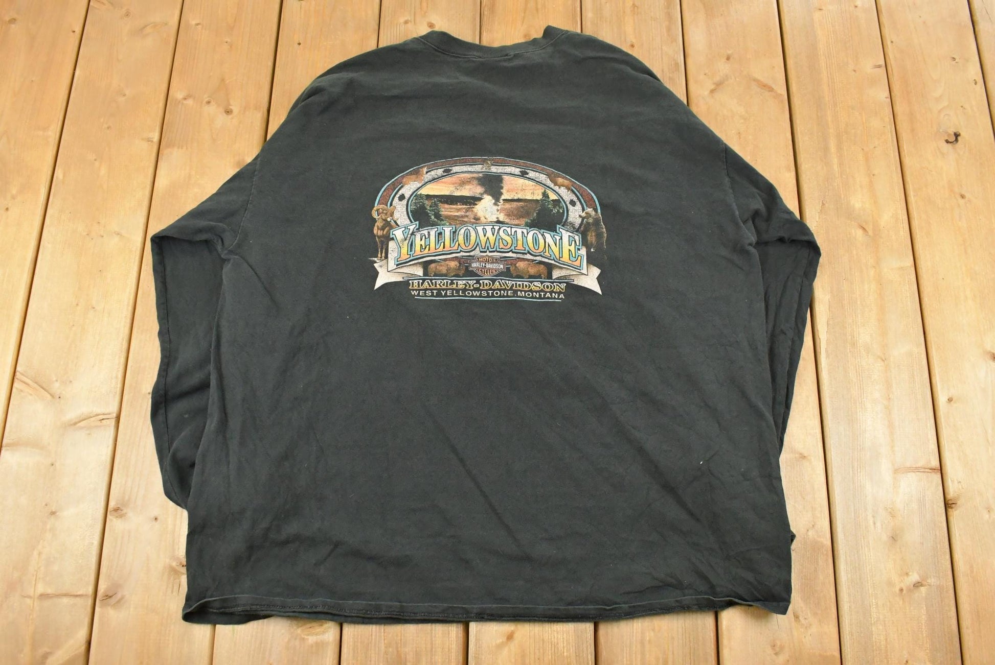 Vintage 1990s Harley Davidson Motorcycles Long Sleeve T-Shirt Men's 3XL
