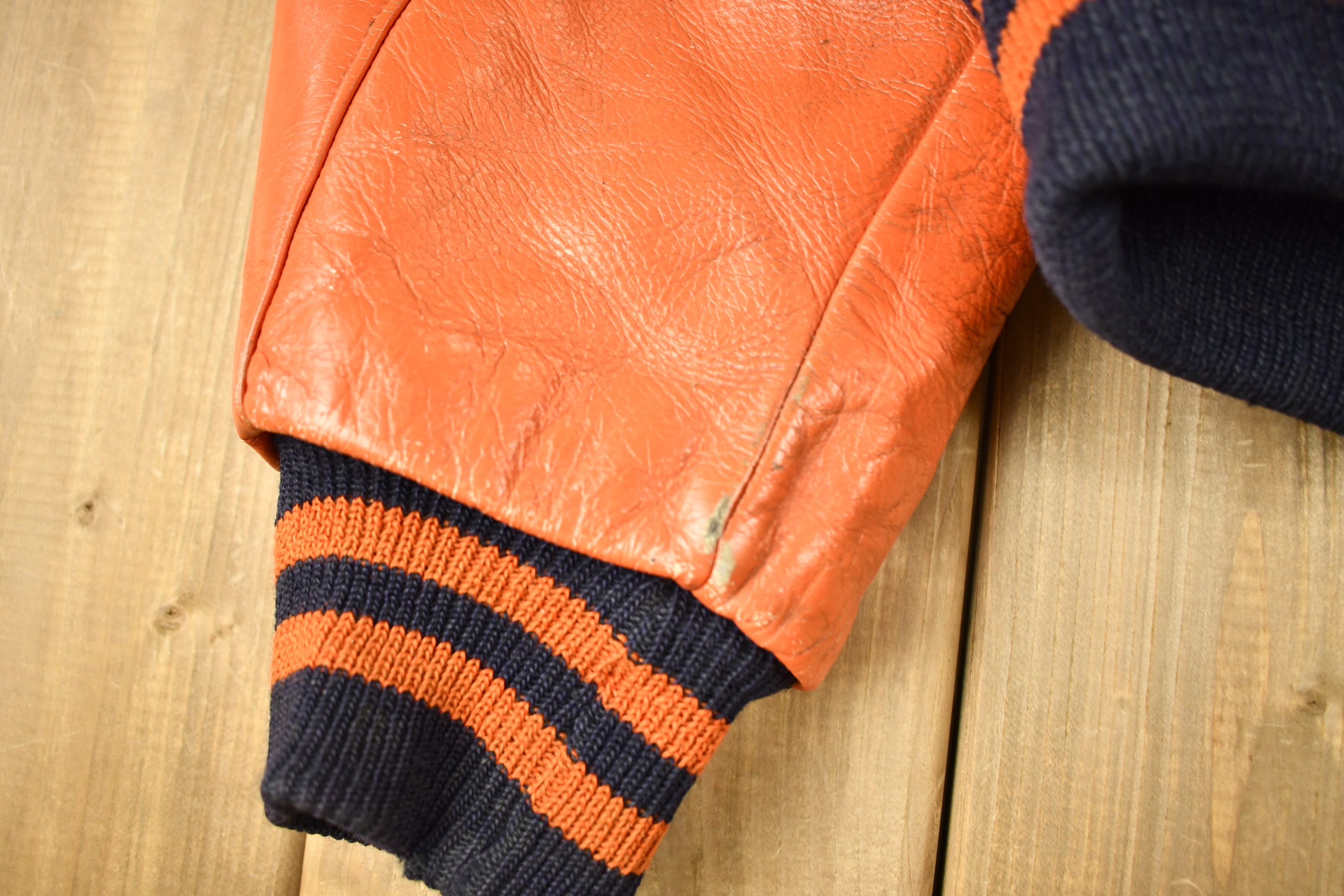 Vintage 1980s Genuine Flynntan Leather Blank Varsity Jacket