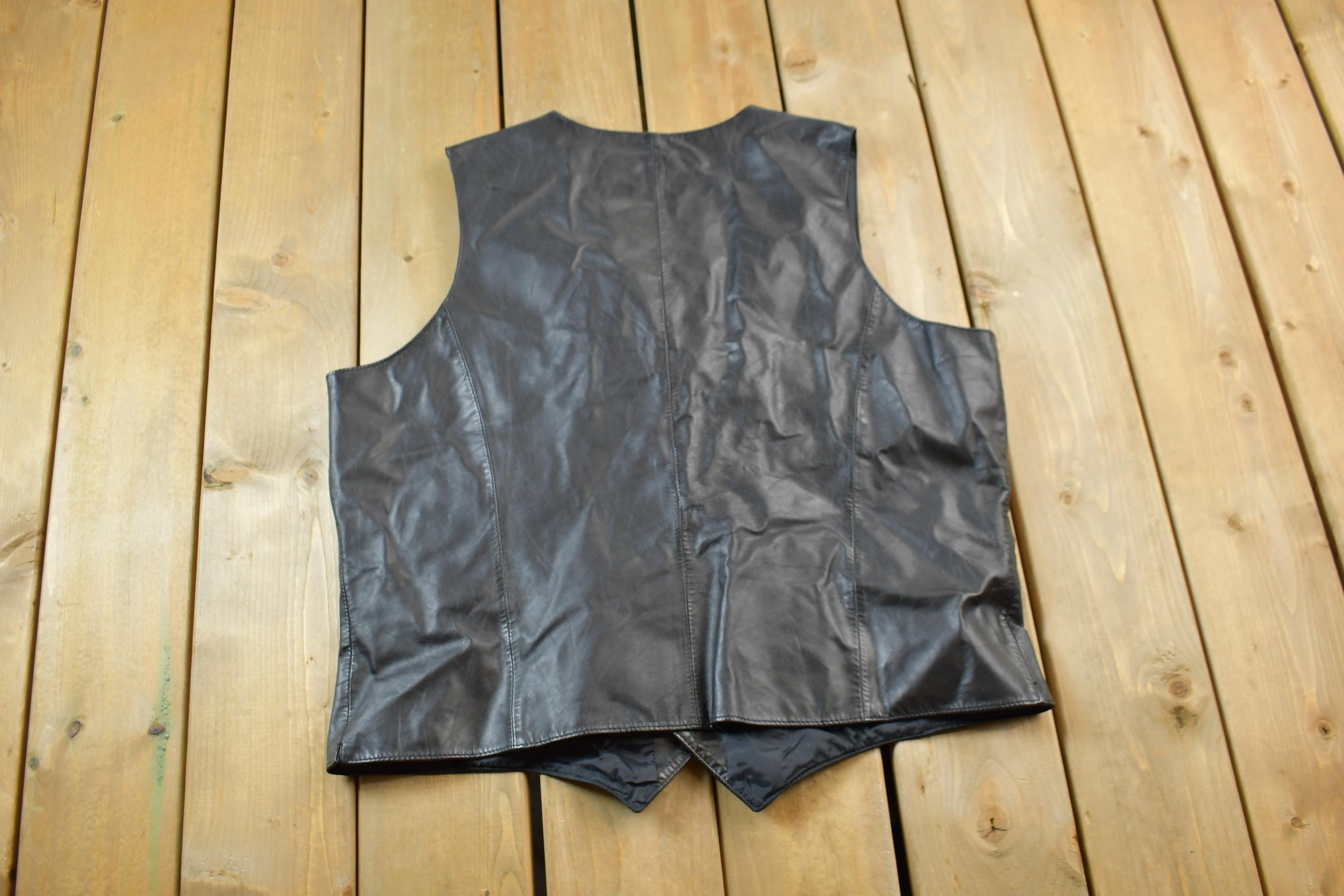 Vintage 1970s Berman's Black Leather Vest