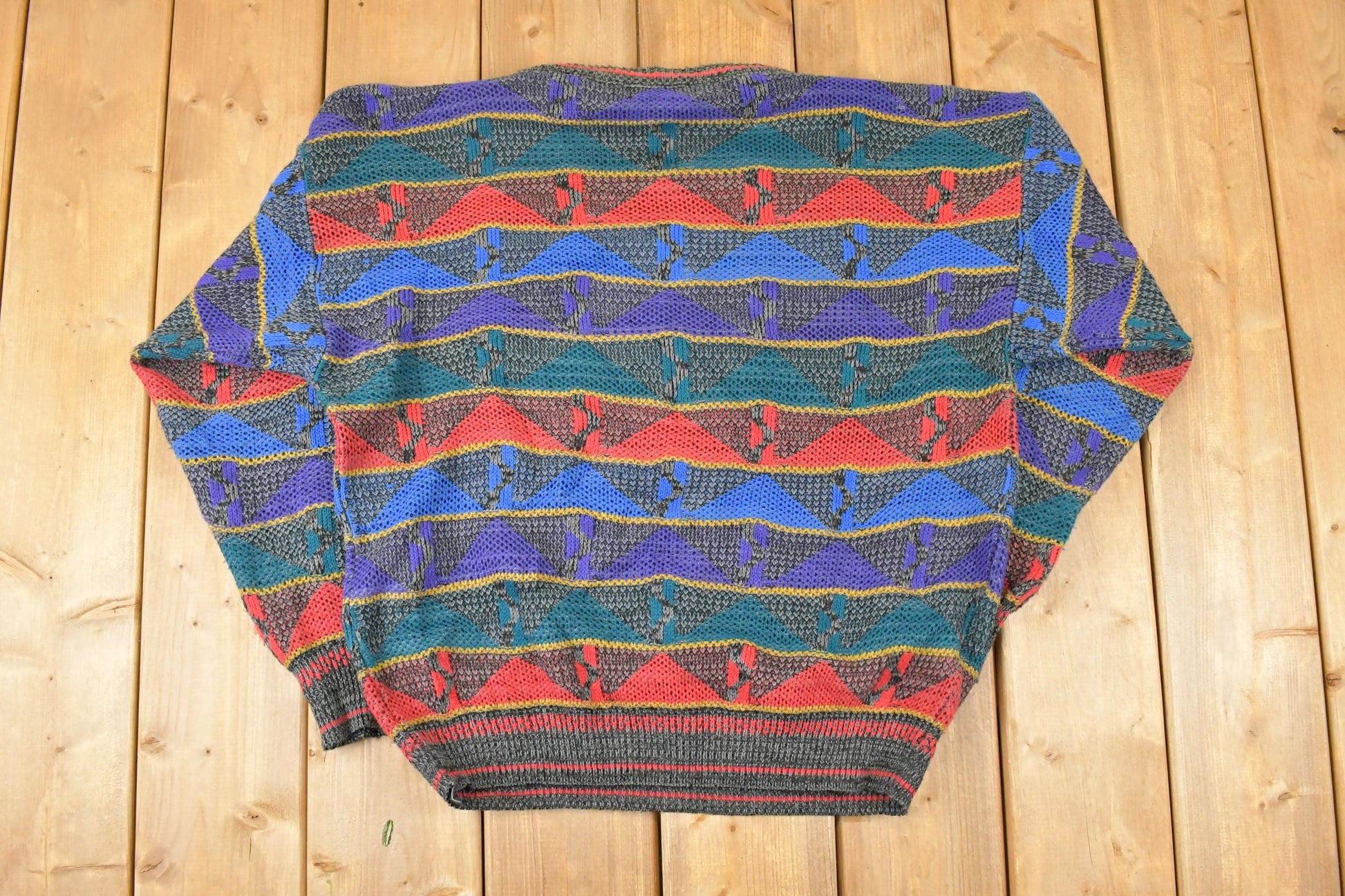 Vintage 1990s City Streets Abstract Knit Crewneck Sweater Mens L