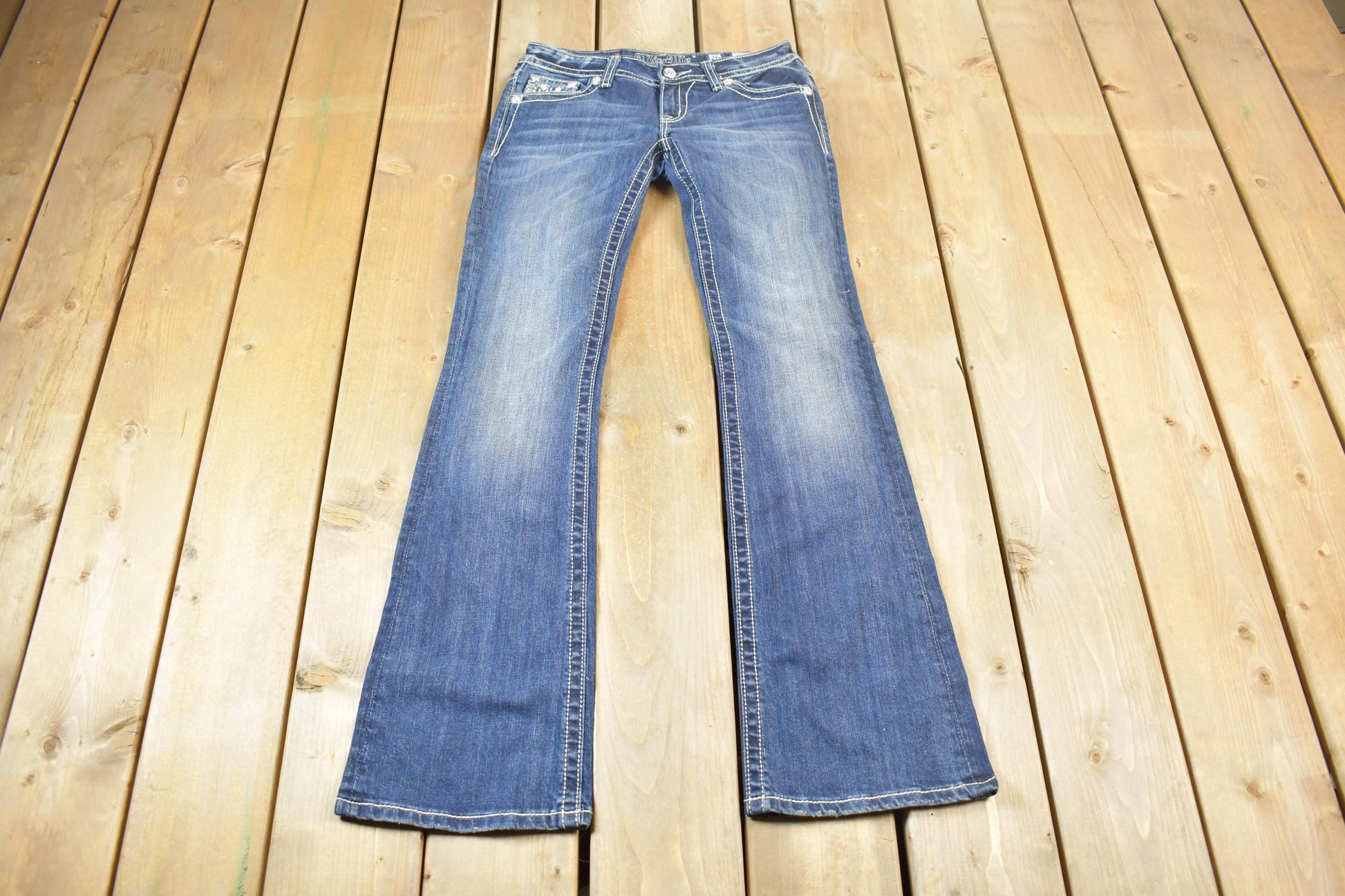 Vintage Y2K Miss Me Bedazzled Low Rise Jeans Size 26x33