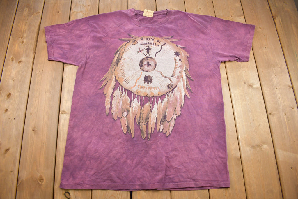 Vintage 1990s Dream Catcher Native Graphic Tie Dye T Shirt