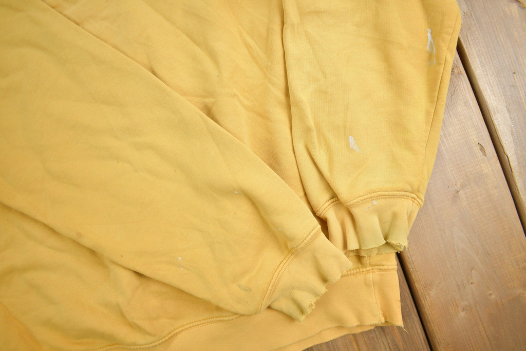 Vintage Y2K Nike Yellow Embroidered Mini Swoosh Crewneck Sweatshirt / Vintage Nike / Sportswear / Sun Faded Crewneck