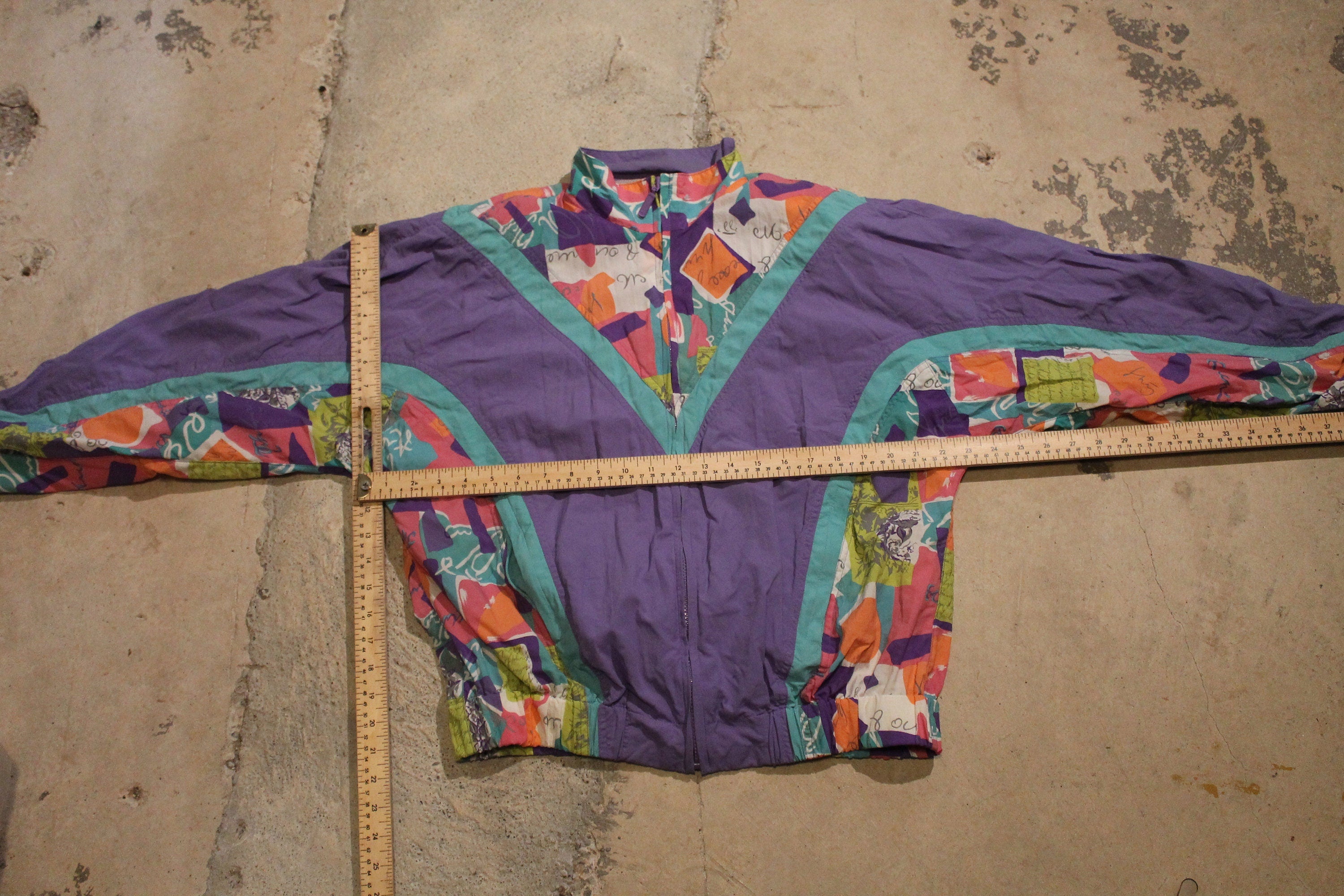 Vintage 1990s Color Block Floral Windbreaker