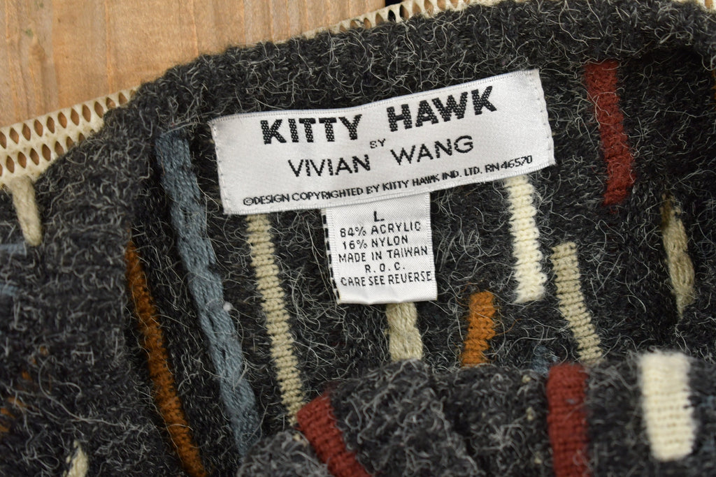 Vintage 1990s Kitty Hawk By Vivian Wang 3D Knit Cardigan Coloured Cable Knit