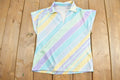 Vintage 1990s Diagonal Stripe Collar Sleeveless T-Shirt