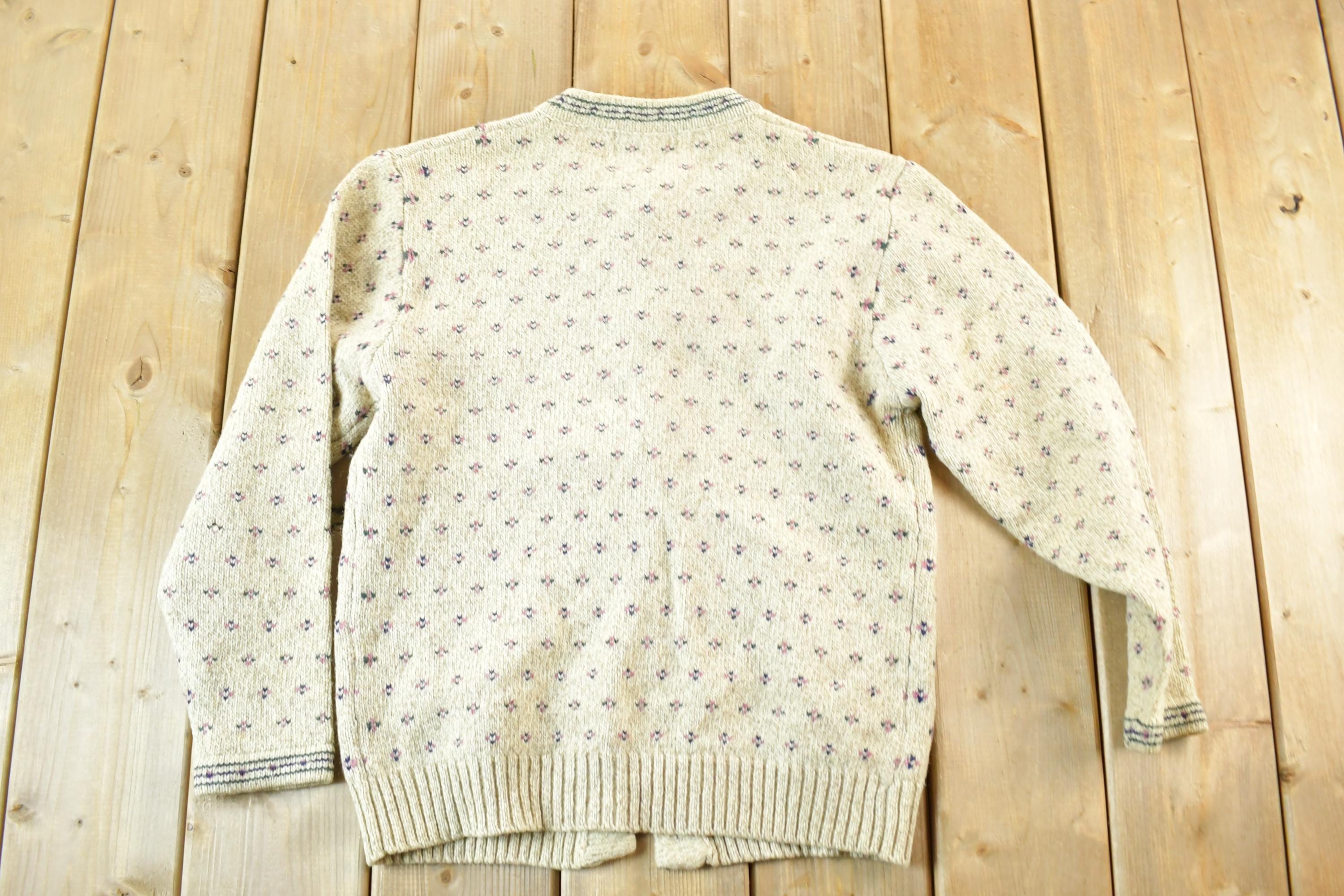 Vintage 1990s Eddie Bauer Wool Knit Abstract Pattern Crewneck Sweater Mens M