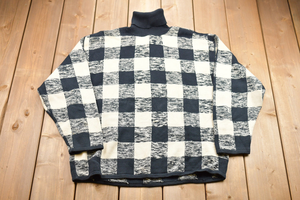 Vintage 1980s Et Vou Plaid Knitted Sweater