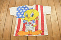 Vintage 1995 Tweety Bird All Over Print American Flag T-Shirt