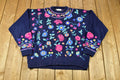 Vintage 1990s Floral Embroidered All Over Graphic Knitted Sweater