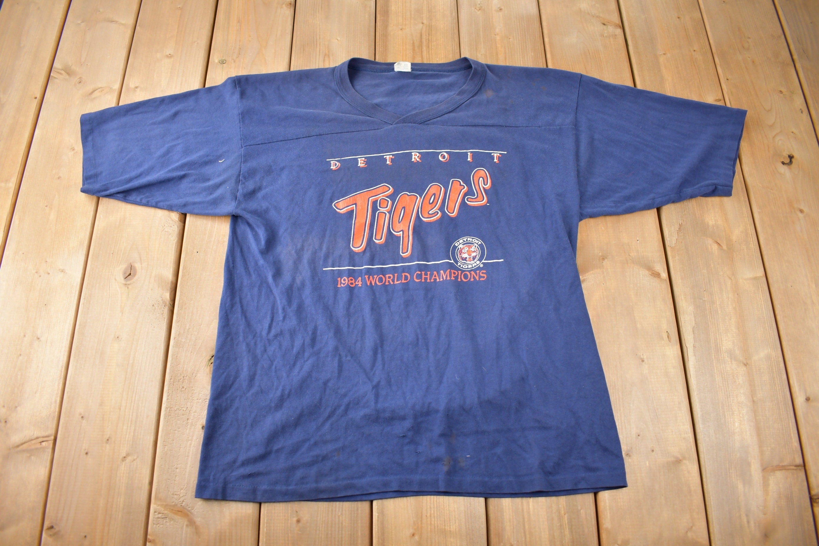 Vintage 1984 Detroit Tigers MLB Baseball World Champions Graphic T-Shirt Made In USA