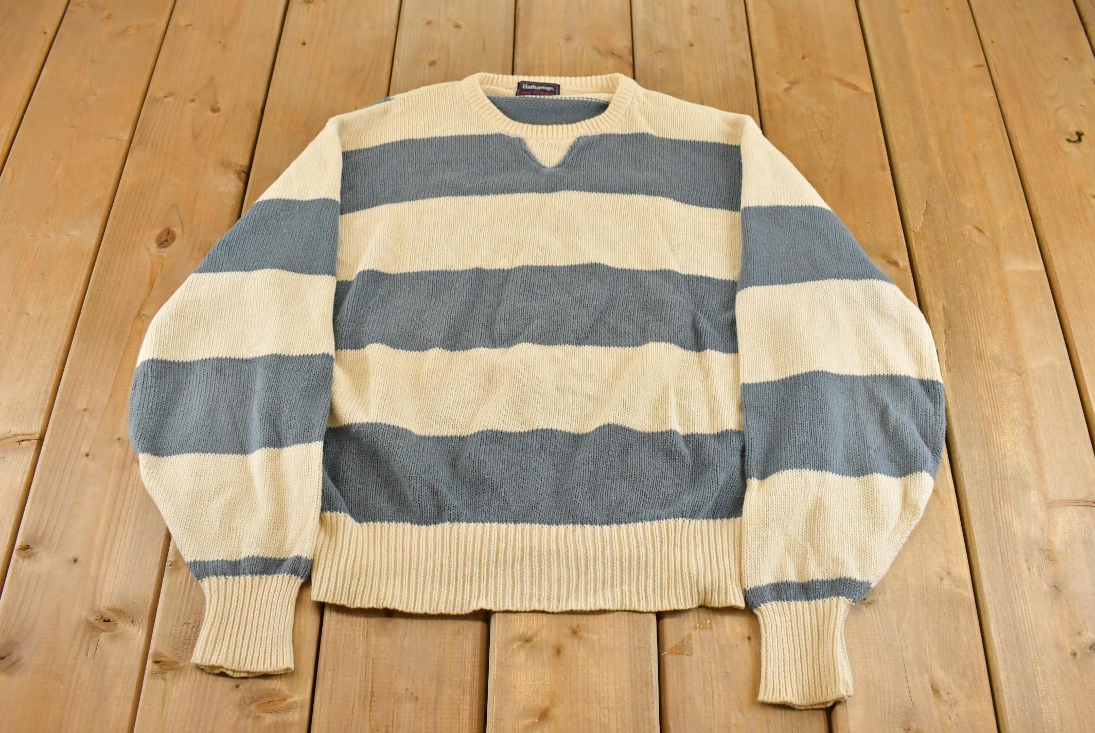 Vintage 1990s Hathaway Jack Nicklaus Golf Striped Knit Sweater Men's M  Vintage 90s Knit  Pattern Sweater  Made in Japan
