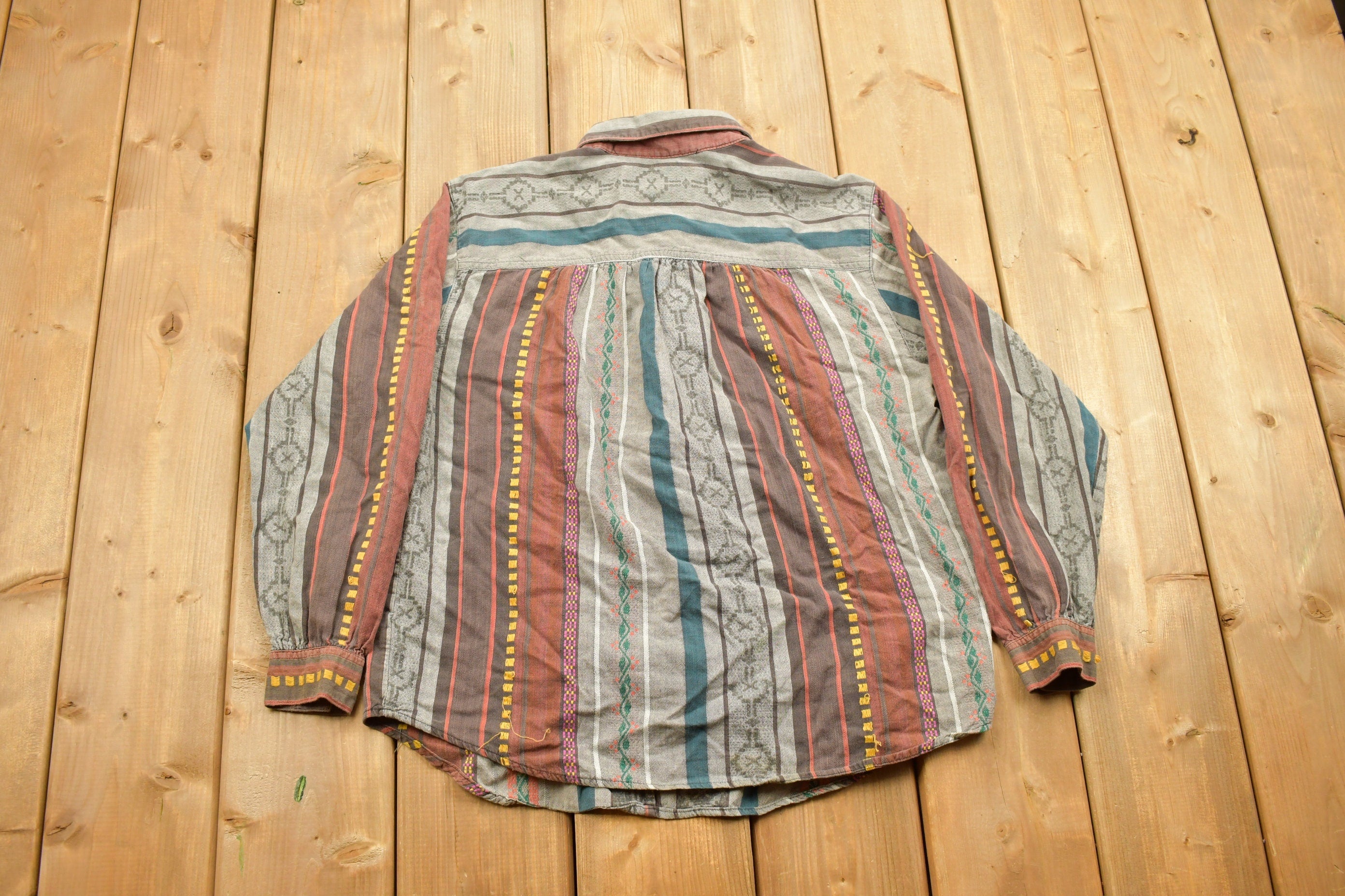 Vintage 1990s Cabin Creek Petite Striped Half Button Up Shirt