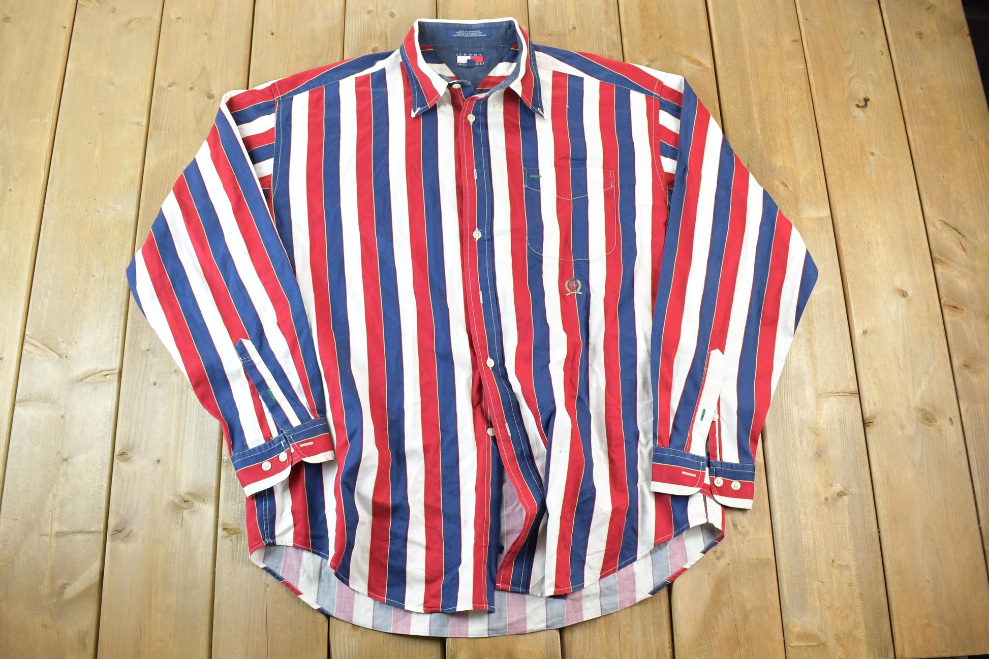 Vintage 1990s Tommy Hilfiger Striped Yachting Button Up Shirt