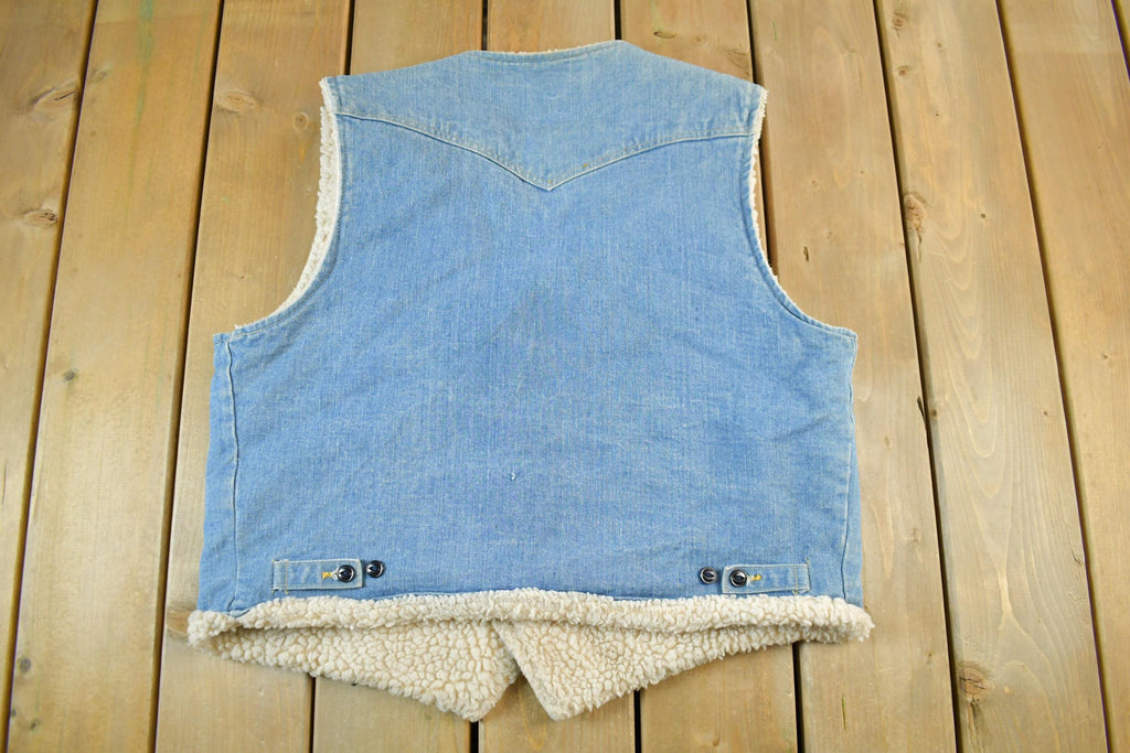 Vintage 1970s Lee Storm Rider Sherpa Lined Denim Vest Men's Large