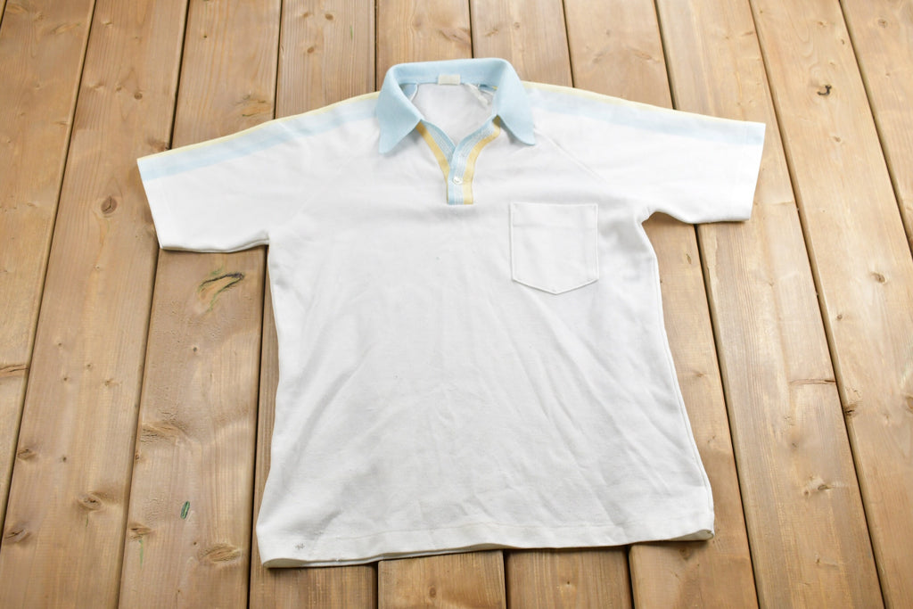 Vintage 1980s Edwerds Blank Quarter Button Up Polo Shirt