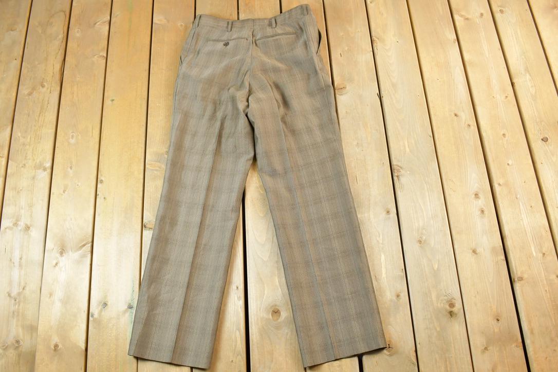 Vintage 1960s Plaid Pleated Dress Pants
