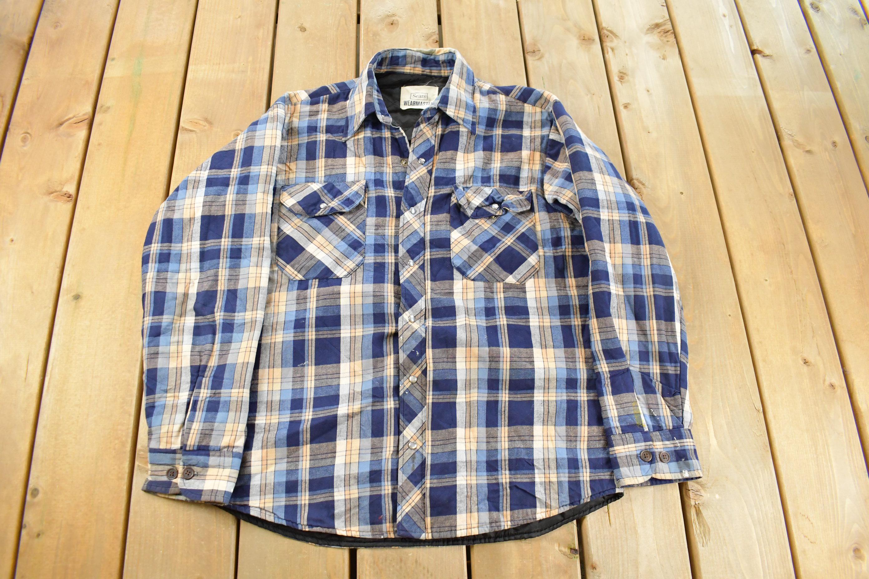 Vintage 1990s Sears Wearmaster Button Up Flannel Shirt Men's Medium