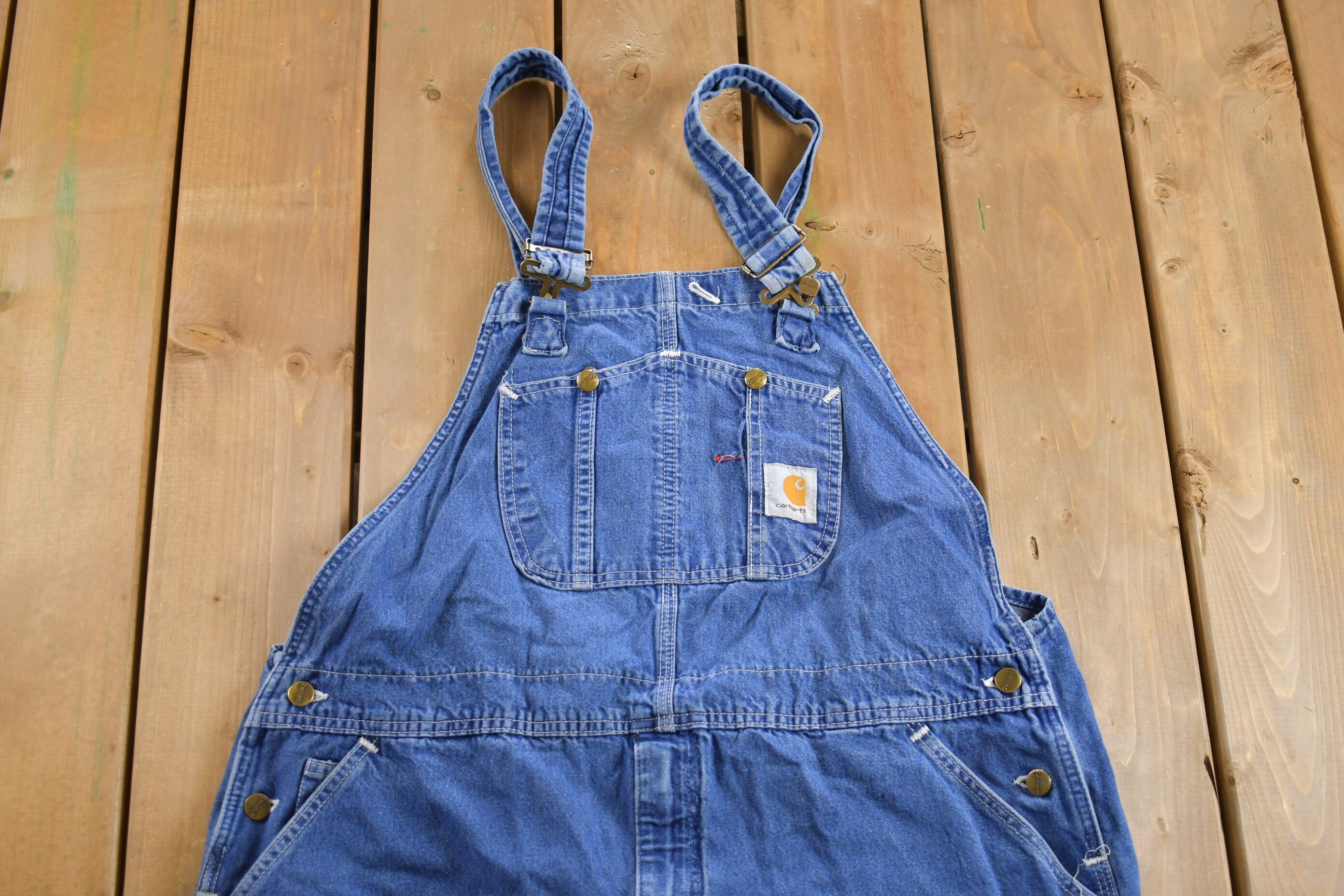 Vintage 1990s Carhartt Denim Jean Overalls Size 42 x 29.5