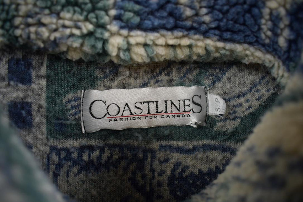 Vintage 1990s Coastlines Fashion For Canada Abstract Pattern Fleece Sweater