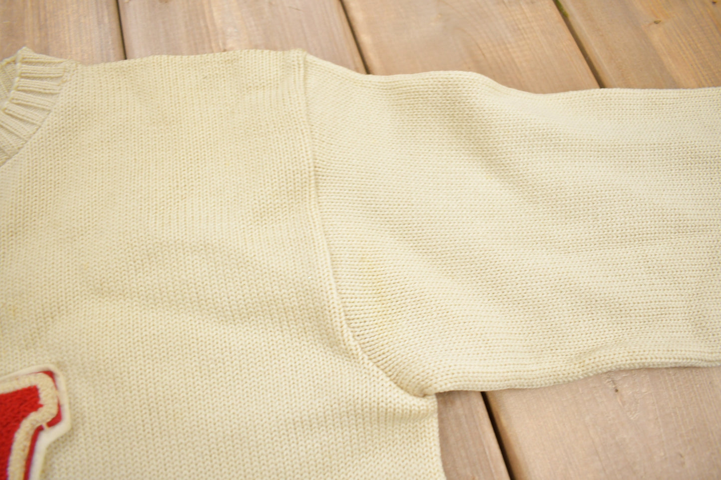 Vintage 1950s 100% Wool Collegiate Varsity Style Knit Sweater / "LV" / True Vintage / Made In USA / Grahamfeed