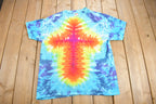 Vintage 1990s Anvil Holy Cross Tie Dye T Shirt