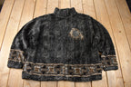 Vintage 1990s Dreamcatcher Graphic All Over Print Zip Up Fleece Sweater Size L Made In USA