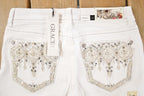 Vintage Deadstock Y2K Grace In LA Bedazzled Bootcut Low Rise Jeans Women's Size 26 x 32